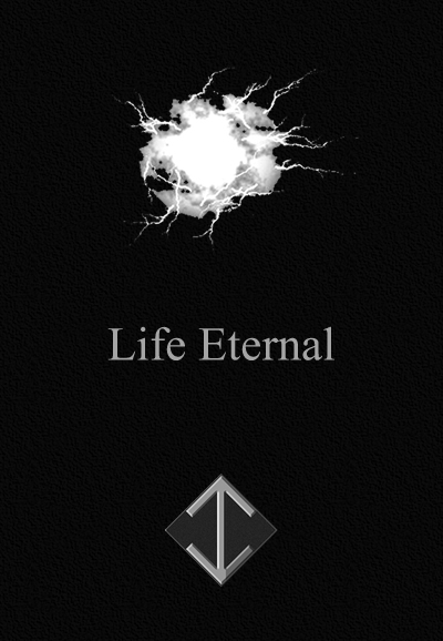 black book cover with image of electric cloud the title Life Eternal and author CJC